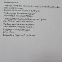 Language Planning And Policy In Europe: Finland, Hungary And Sweden (1) 