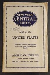 Map of the United States showing the New York Central Lines and Connections.　(ニューヨークセントラルラインズアンドコネクションズ)【戦前】