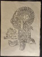 儀間比呂志　版画　花風