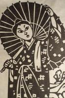 儀間比呂志　版画　花風