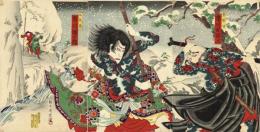 浮世絵】 揚州周延 「花和尚-市川左團次 九紋龍-市川團十郎