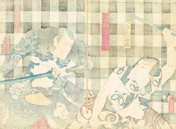 浮世絵 豊国三代 夏祭意気地ノ江戸ッ子 団七九郎兵衛 一寸徳兵衛 安政５年 大判錦絵 木版画 豊国三代 竹井事務所 古本 中古本 古書籍の通販は 日本の古本屋 日本の古本屋