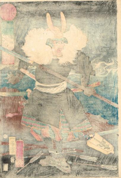 歌川国員「伊賀越道中双六 第五」☆大判 浮世絵 錦絵 木版画 摺物