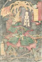 【浮世絵】 歌川芳艶 「川中島大合戦組討尽 小山田兵部尉 長尾備中守」 安政4年 大判錦絵 木版画