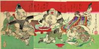 浮世絵】月岡芳年「七福神酒宴之図」明治15年(月岡芳年) / 古本、中古