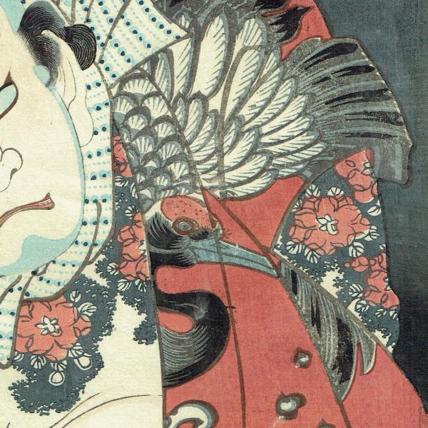 伝「豊国」木版浮世絵 浮世絵版画 木版画 三代豊国 極上 一枚物 歌舞伎絵 超希少(シタ売