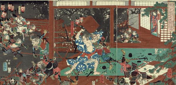 歌川芳員「佐藤四郎兵衛忠信」嘉永5年【浮世絵・木版画】 | ¥120,000