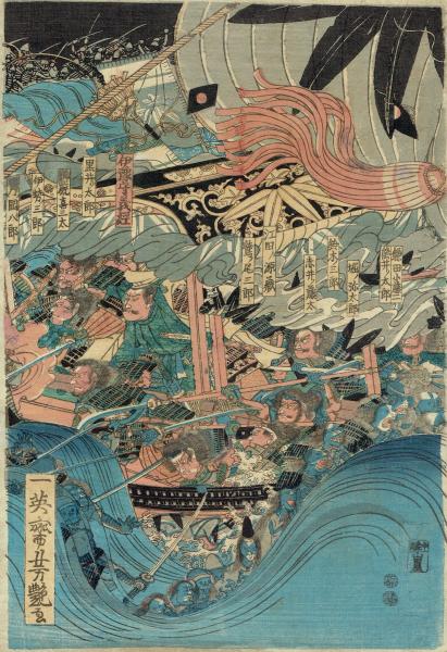 歌川芳艶「大物浦義経渡海図」弘化頃（1845頃）【浮世絵】(歌川