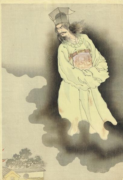 1902年 安達 吟光漫画 検索: 木版刷 支那 佛教 着色 版画 漱金