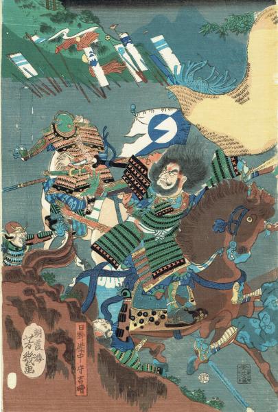 落合芳幾 「太平記因幡山之図」文久2年（1862）【浮世絵】(落合芳幾