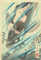 月岡芳年 「金太郎捕鯉図」明治18年（1885）【浮世絵】