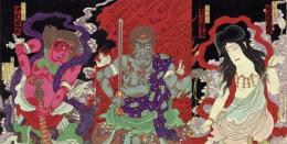 揚州周延「橋供養梵字文覚」明治16年(1883)【浮世絵】