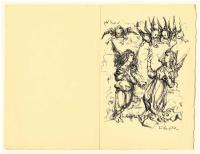 藤田嗣治 グリーティングカード（サイン入リトグラフ）