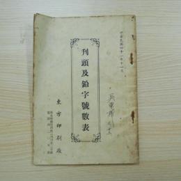 刊頭及鉛字號數表