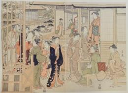 浮世絵派画集 第67図 美人群遊圖 勝川春潮筆