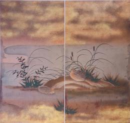 東洋美術大観 分売：第二百二十九  粟鶉圖屏風一雙 土佐光起筆