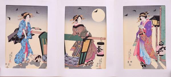 浮世絵　手摺木版画　4枚 浮世絵 手摺木版画 4枚