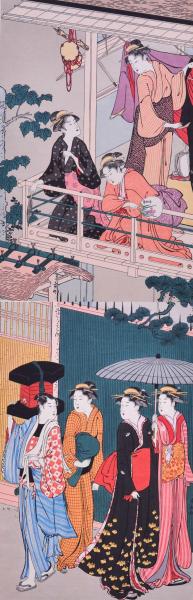 伝統芸術 大錦浮世絵美人名作撰 鳥居清長 「地紙売り」 (縦2枚続)(高橋 