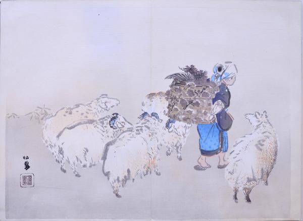 老舗【金城萬茂】造 竹内栖鳳筆 銀彩 蒔絵 富士の図 高付