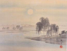 浮世絵派画集 第127図  江畔月夜圖