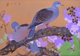 樂山花鳥画譜 分売：36 『花桐に雉子鳩』（晩春）