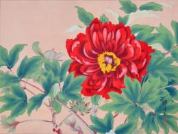 瑞月草花画譜 分売 横12 牡丹(赤)