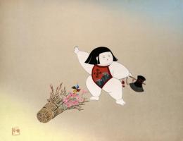京わらべ 雅人形 (K) 節句 Kyoto's children doll painting 山岡陳平画 マリア書房 色紙(SHIKISHI) 