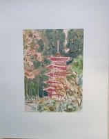 現代作家デッサン集  日本画編 「室生寺の塔」 児玉希望  ※台紙付き