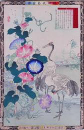 楳嶺花鳥画譜 初版分売 秋の部三  牽牛花(朝顔) ・鶴
