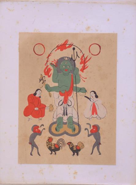 本物大津絵、青面金剛(不動明王) 楠瀬日年 大津絵 27 不動明王(青面金剛)(楠瀬日年画) / 古本