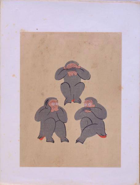 「日猿」　油絵　大作　油彩　猿　日本画 日猿」 油絵 大作 油彩 猿 日本画