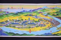 【旅館パンフ】 人吉温泉 日本三急流 球磨川下り御案内 初三郎鳥瞰図 翠嵐楼