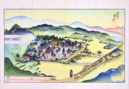 誕生寺 鳥瞰図 初三郎