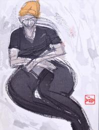 「黒いタイツの」 野口弥太郎  現代作家デッサン集 洋画編より