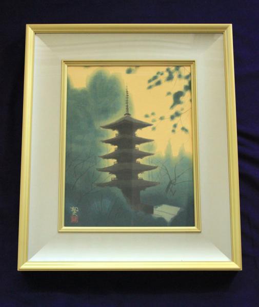 平山郁夫画伯 リトグラフ 仁和寺の夜桜 京都 リトグラフ【平山