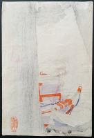 歌川豊宣 木版画 錦絵三枚続『源義仲八幡宮願書之図』