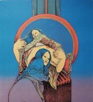 田村文雄 リトグラフ『青にこもる』 限定300部