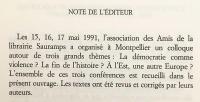【フランス語洋書】 政治学者 フランシス・フクヤマの『歴史の終わり』をめぐる思想的論集 『De la fin de l'histoire』