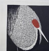 河野薫 木版画『丹頂鶴』　直筆サイン入　