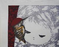 河野薫 木版画『きつつき(B)』　直筆サイン入　