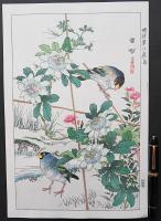 幸野楳嶺 復刻木版画『時計草に桑鳥』