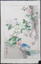 幸野楳嶺 復刻木版画『つつじに青鶲』