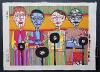 フンデルトヴァッサー (Hundertwasser) 木版画『四異邦人』