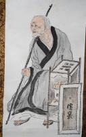 若狭成業 筆/ 黄檗直翁 賛　肉筆 掛軸『売茶翁図』