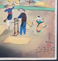 大野麦風 木版画『脱穀(仮題)』