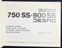 【イタリア語・英語・フランス語・ドイツ語対訳洋書】ドゥカティ 750 SS・900 SS デスモ スペアパーツカタログ 1975-1976年版『DUCATI 750 SS・900 SS DESMO CATALOGO RICAMBIO』