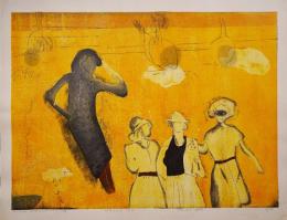 萩原英雄 木版画『ピクニック No.4 (Picnic)』限定50部