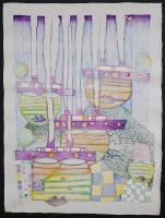 フンデルトヴァッサー (Hundertwasser) 木版画 『南太平洋の汽船達』