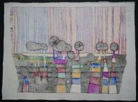 フンデルトヴァッサー (Hundertwasser) 木版画 『珊瑚樹咲く島』