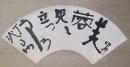 【全集掲載句】河東碧梧桐 肉筆 扇面 掛軸『芙蓉見て立つうしろ灯るや』